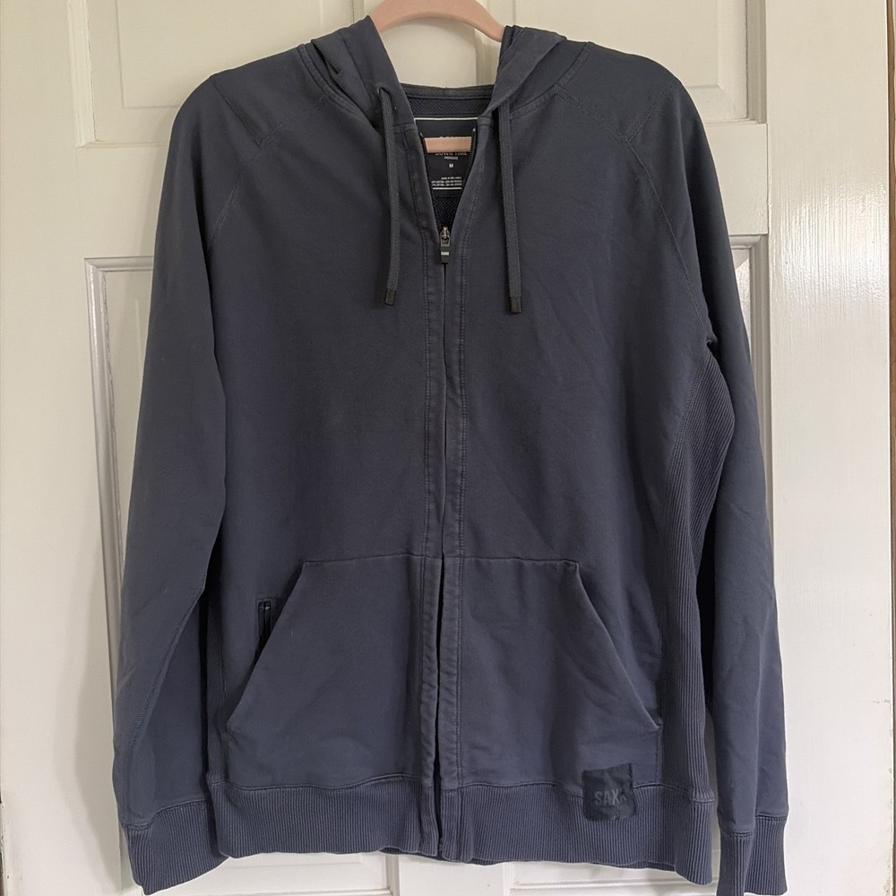 Saxx Down Time Full Zip Hoodie Sweatshirt Blue Gray Men's Sz M